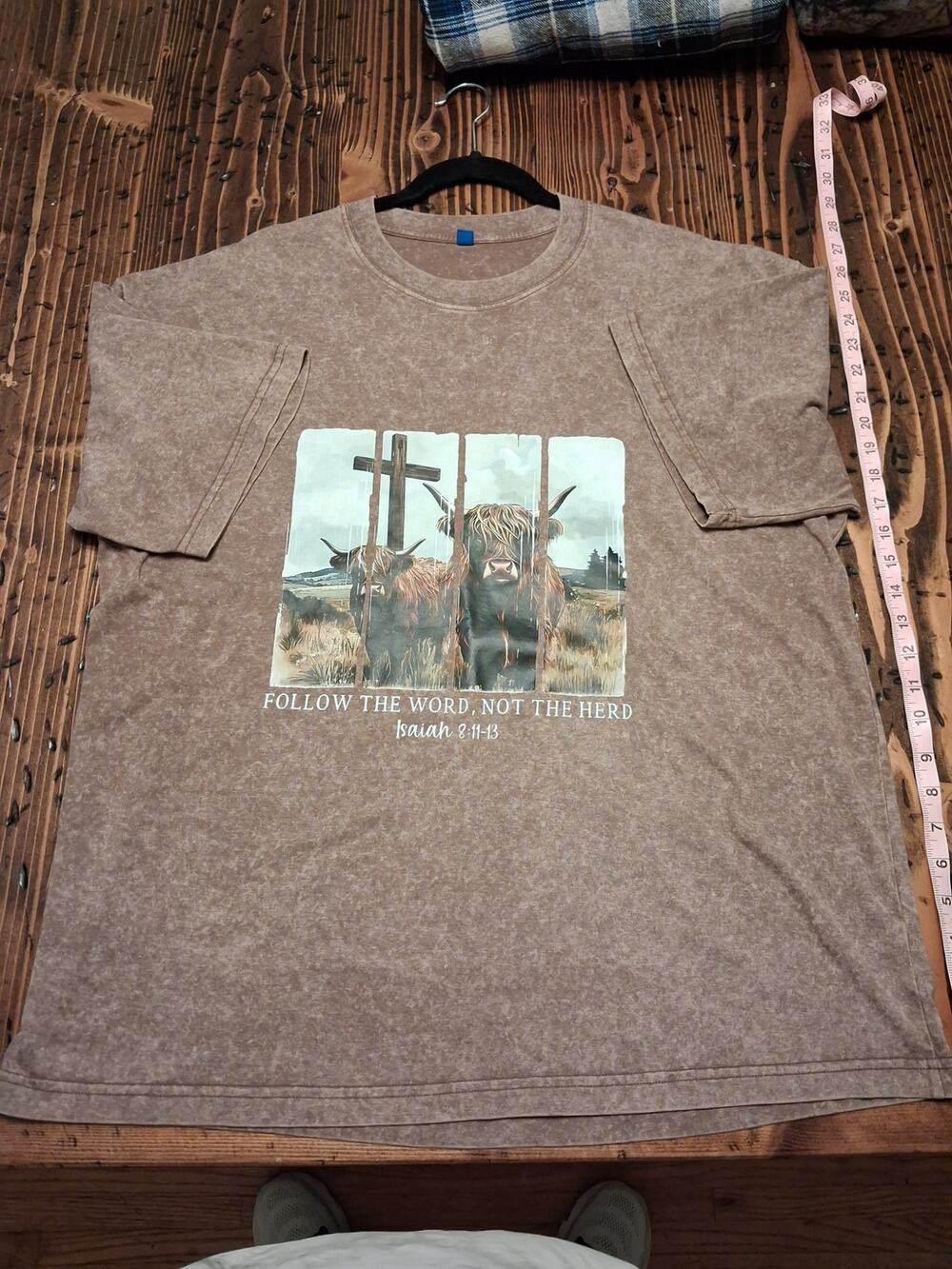 Vintage Acid Wash Highland Cow Graphic T-Shirt | Christian Faith  Isaiah 2:11-13